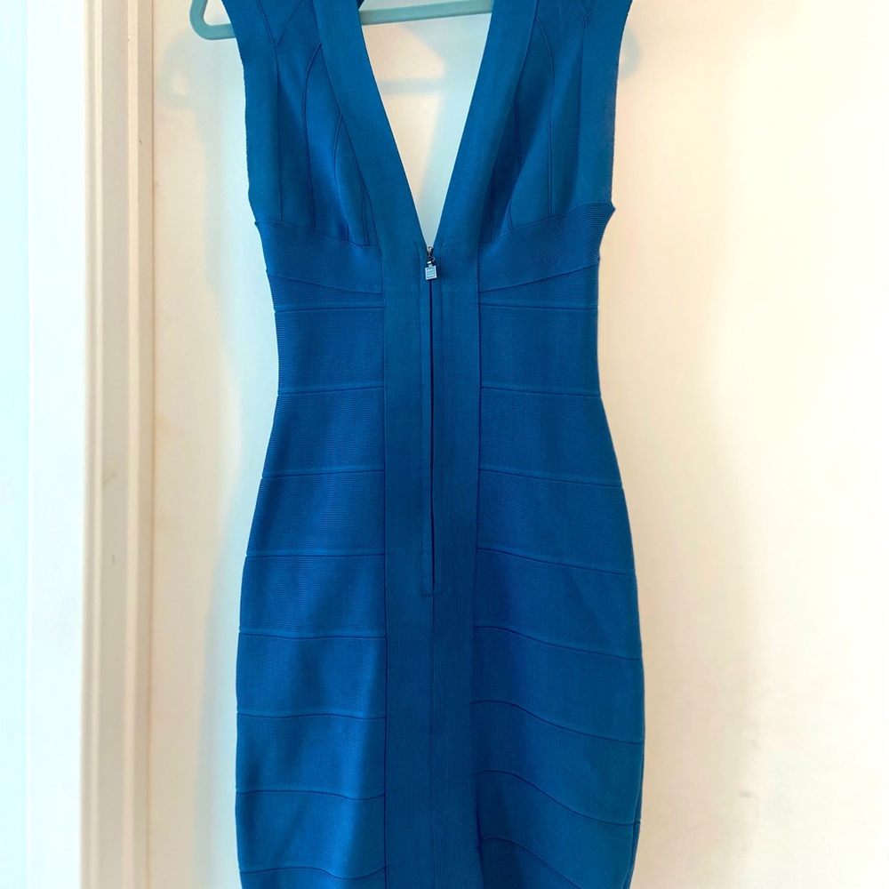 Blue Herve leger knee length dress